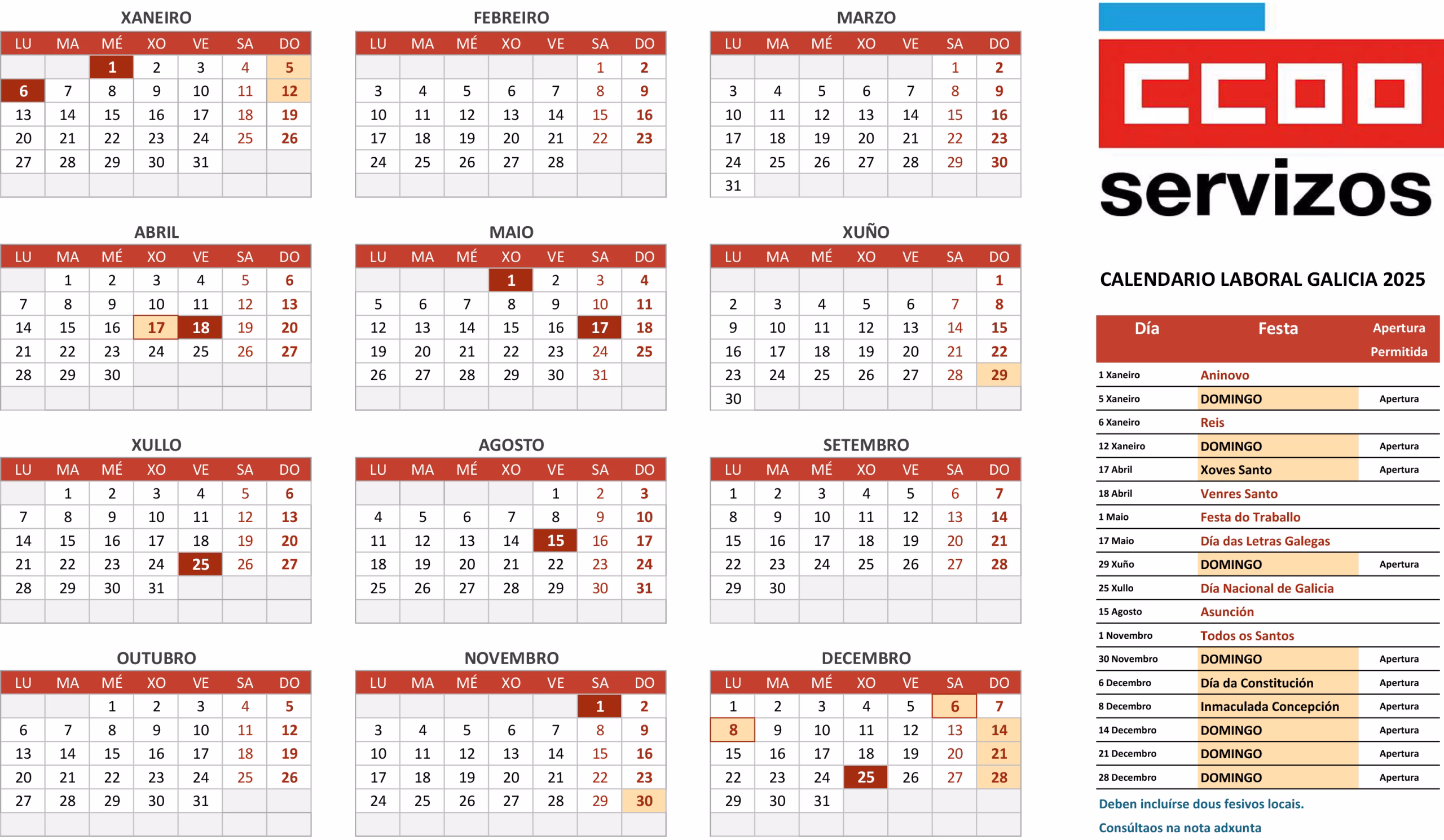 Calendario Laboral 2025