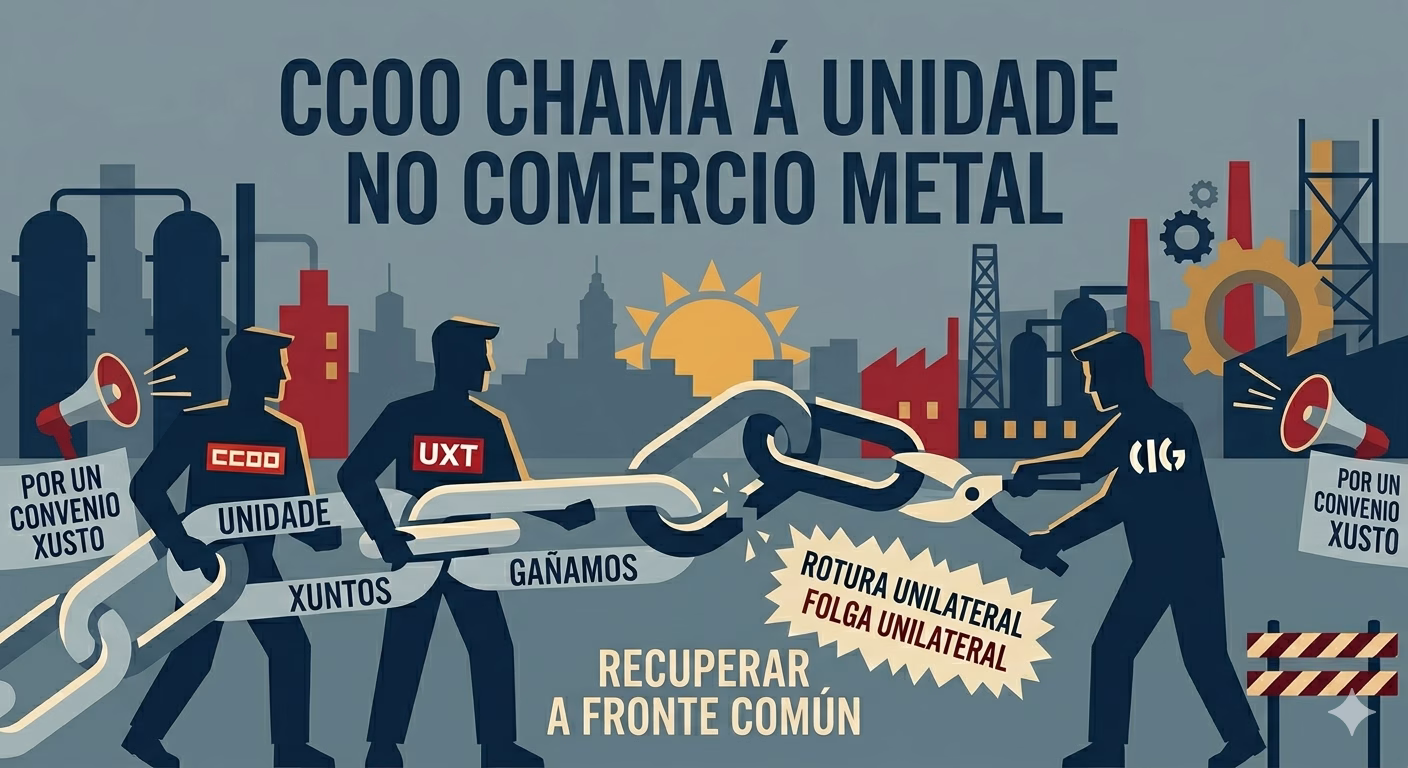 CCOO reclamamos unidade no Comercio do Metal ante a convocatoria de folga unilateral da CIG